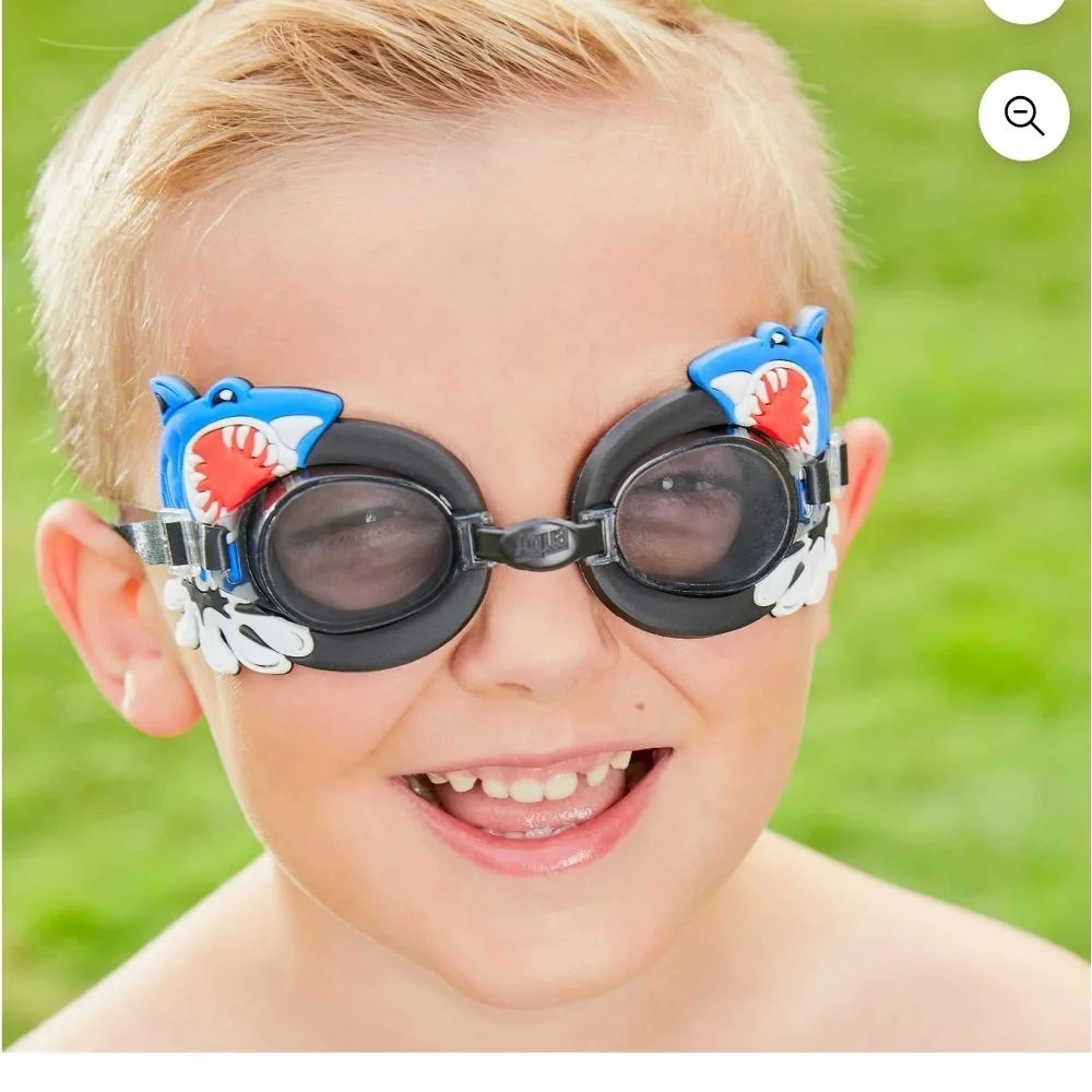 Set Of 2 Dolfin Kids Unicorn and Shark 3-in-1 Swim Goggles - Pink, Blue, Black
